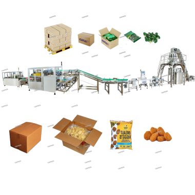 Automatische Tiefkühlbeutelverpackungs- und Kartonfülllinie