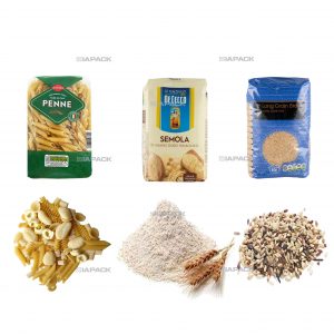 Automatische Flachbodenbeutelformung zum Füllen und Etikettieren von Verpackungen für Getreide